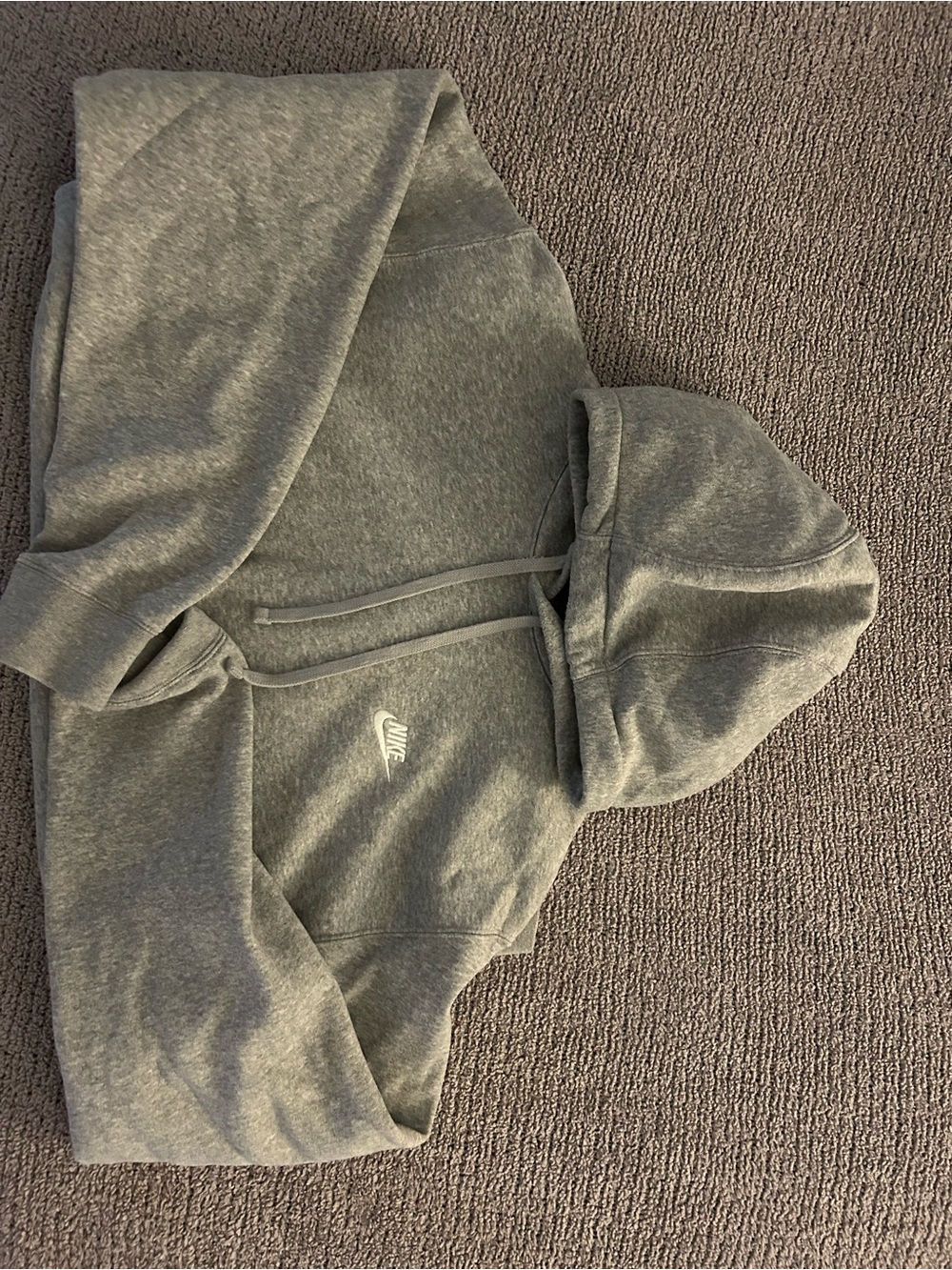 Nike Gray Pullover Hoodie with Small White Swoosh